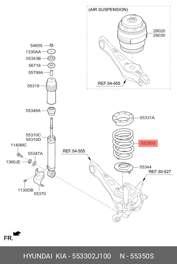 Пружина подвески - Hyundai/Kia 553302J100