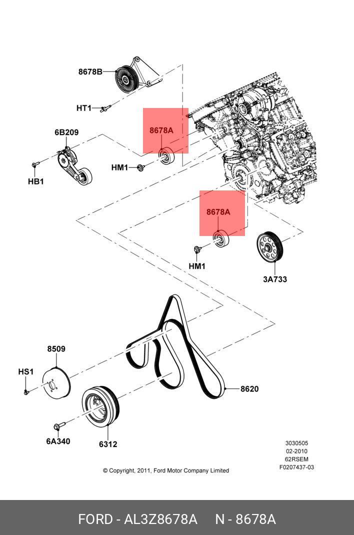 Промежуточный ролик ремня - Ford AL3Z8678A