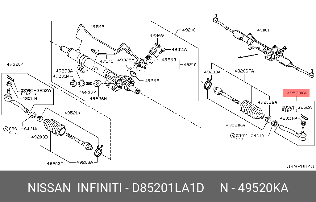 Наконечник рулевой - Nissan D85201LA1D