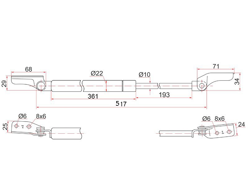 Амортизатор задней двери - SAT ST-C100-63-620D