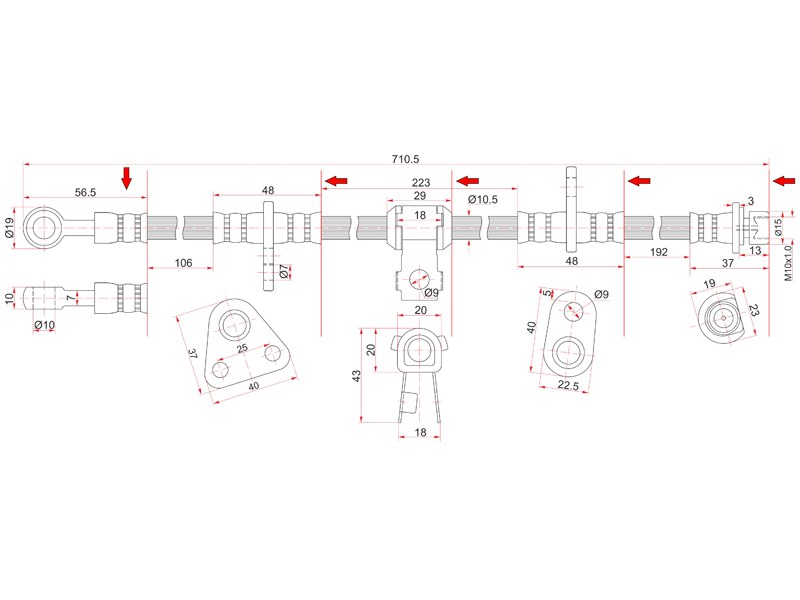 Шланг тормозной - SAT ST-01465-SM4-010