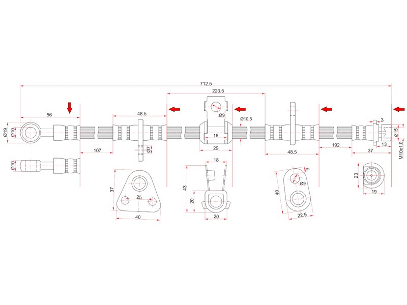 Шланг тормозной - SAT ST-01464-SM4-010