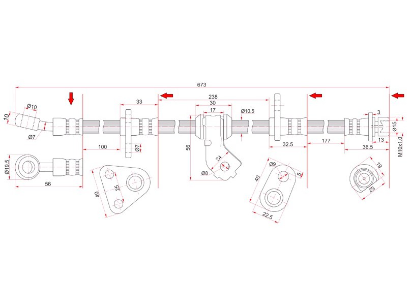 Шланг тормозной - SAT ST-01465-SR3-020