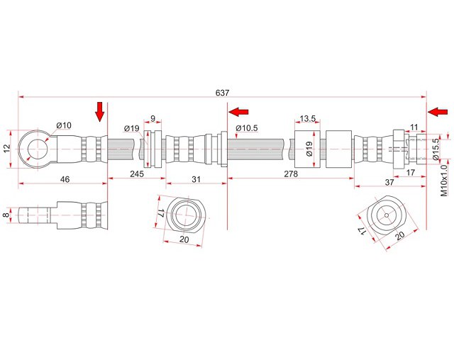 Шланг тормозной - SAT ST-4650A645