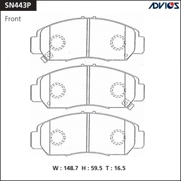 Колодки тормозные дисковые | перед | - ADVICS SN443P