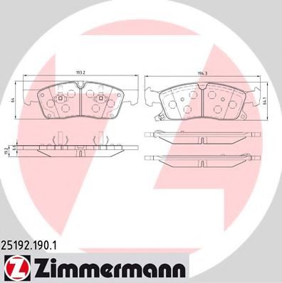 Колодки тормозные дисковые | перед | - Zimmermann 25192.190.1