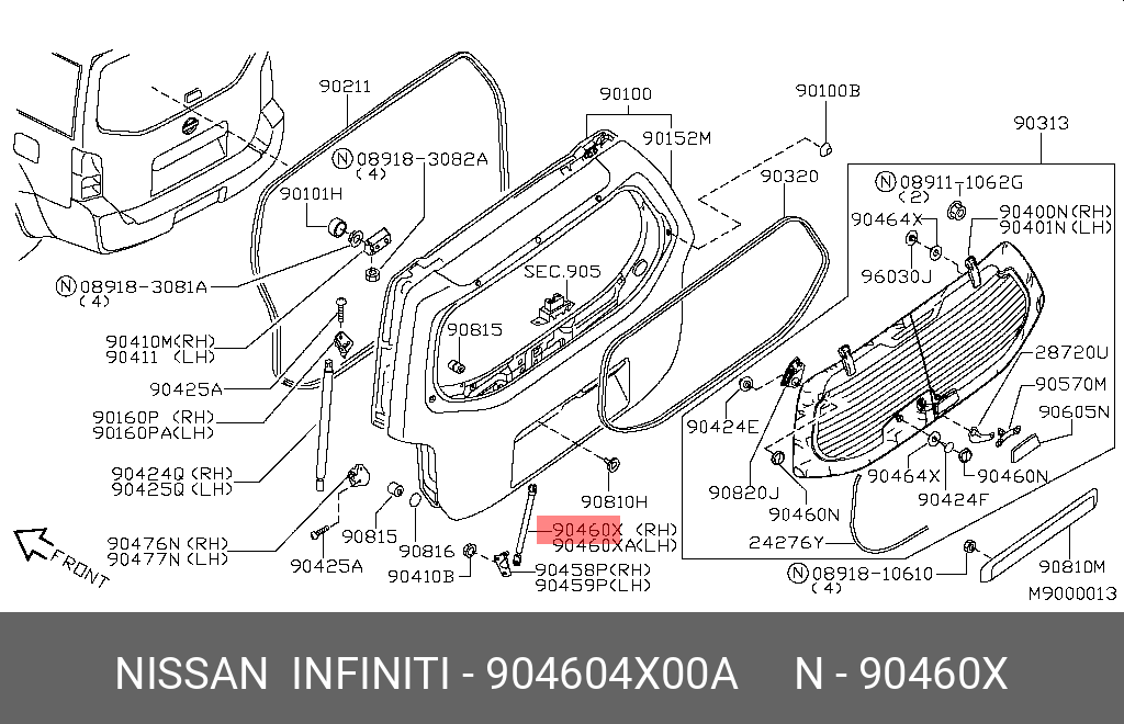 Амортизатор крышки багажника - Nissan 90460-4X00A