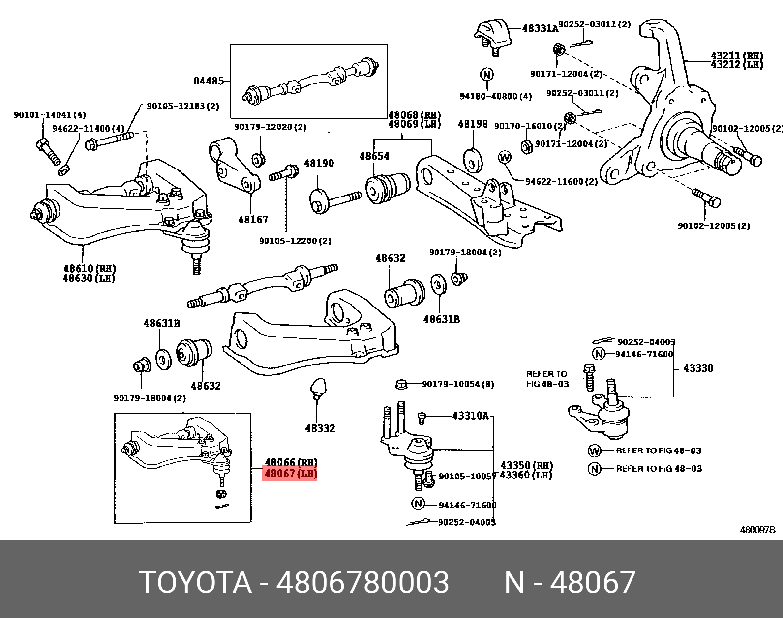 Рычаг подвески - Toyota 48067-80003