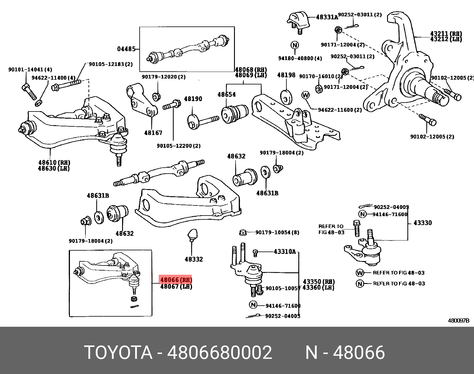 Рычаг подвески - Toyota 48066-80002