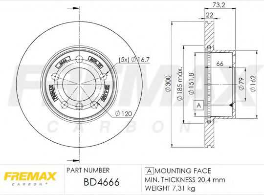 Тормозной диск | перед | - FREMAX BD-4666