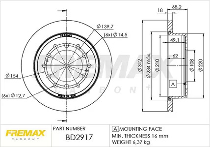 Тормозной диск | зад | - FREMAX BD-2917
