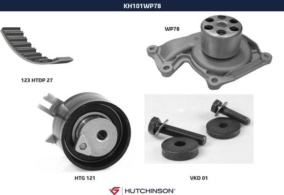 Комплект ремня ГРМ + насос водяной - Hutchinson KH 101WP78
