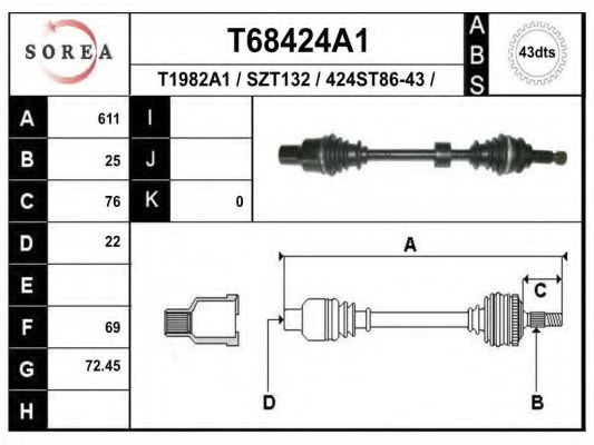 Приводной вал - EAI T68424A1
