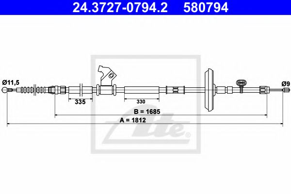 Трос, стояночная тормозная система - ATE 24.3727-0794.2