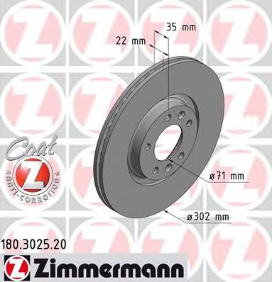Тормозной диск | зад | - Zimmermann 180.3025.20
