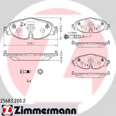 Комплект тормозных колодок, дисковый тормоз | перед | - Zimmermann 25683.200.2