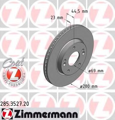 Диск тормозной | перед | - Zimmermann 285.3527.20