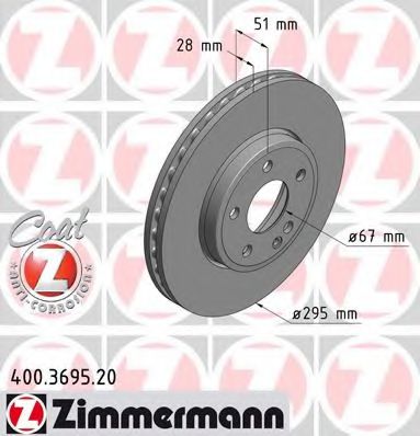 Тормозной диск | перед | - Zimmermann 400.3695.20