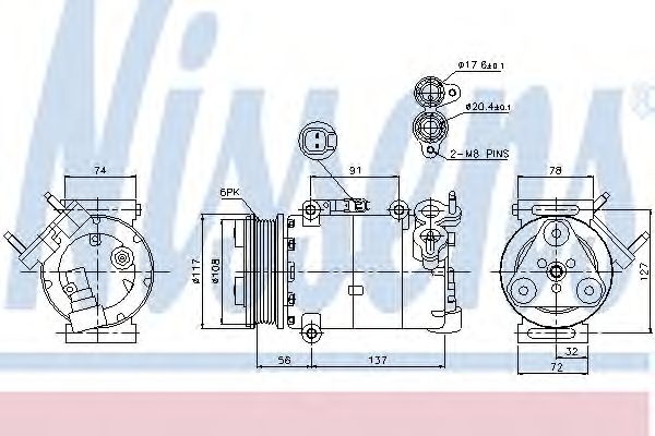 Компрессор, кондиционер - Nissens 890040