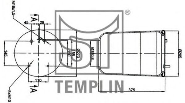 Кожух пневматической рессоры - TEMPLIN 04.060.6106.270