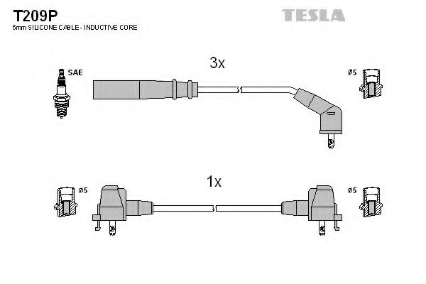 Комплект проводов зажигания - Tesla T209P
