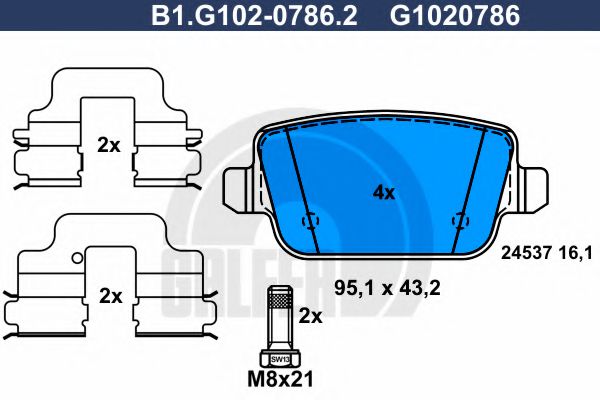 Колодки тормозные дисковые | зад | GALFER B1.G102-0786.2