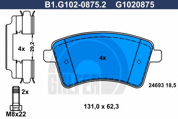 Колодки тормозные дисковые | перед | GALFER B1.G102-0875.2