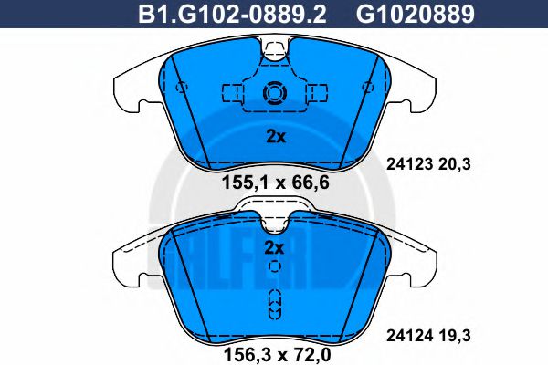Колодки тормозные дисковые | перед | GALFER B1.G102-0889.2