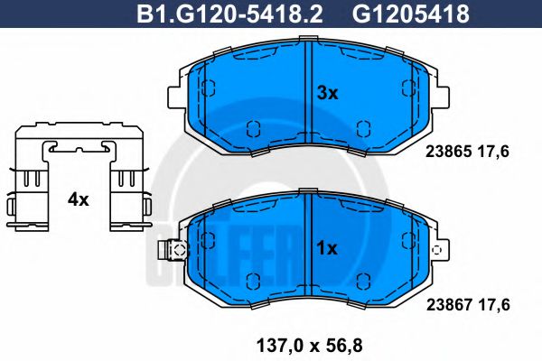 Колодки тормозные дисковые | перед | GALFER B1.G120-5418.2