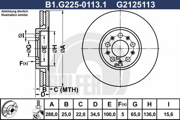 Тормозной диск | перед | - GALFER B1.G225-0113.1
