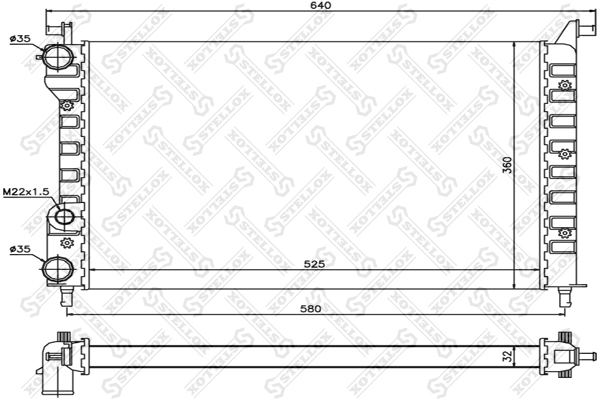 Радиатор сист. охл. Fiat Palio 1.0-1.6i - Stellox 10-25735-SX