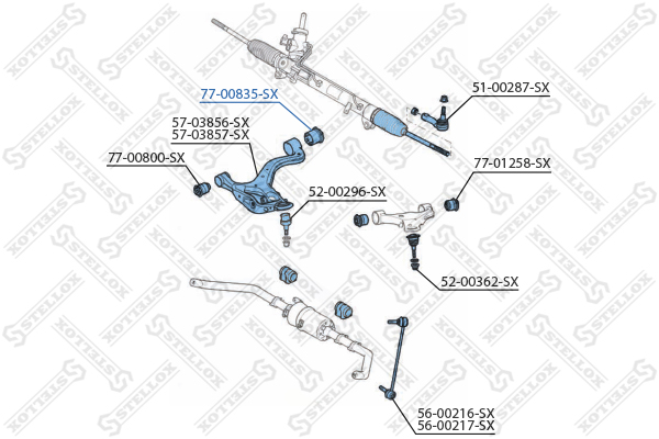 С/б рычага ниж. з./п. Land Rover Range | зад прав/лев | - Stellox 77-00835-SX