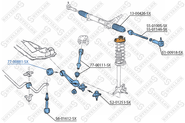 С/б растяжки рычага пер. Volvo 740/760/ | перед прав/лев | - Stellox 77-00881-SX