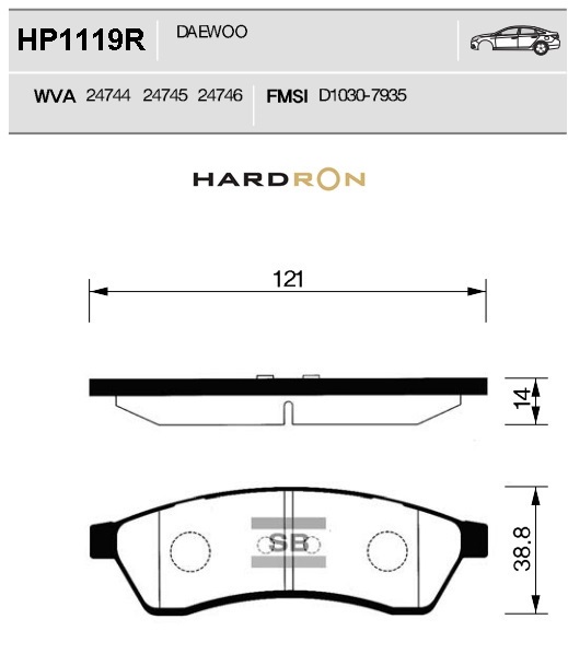 Колодки тормозные задние - Sangsin HP1119R