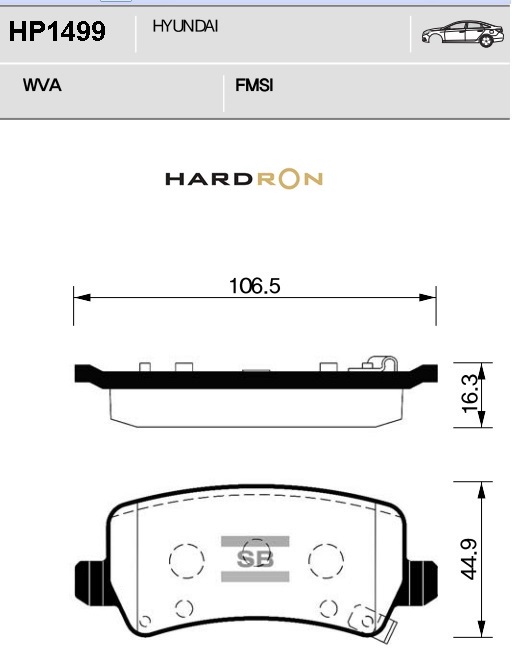 Колодки тормозные задние - Sangsin HP1499