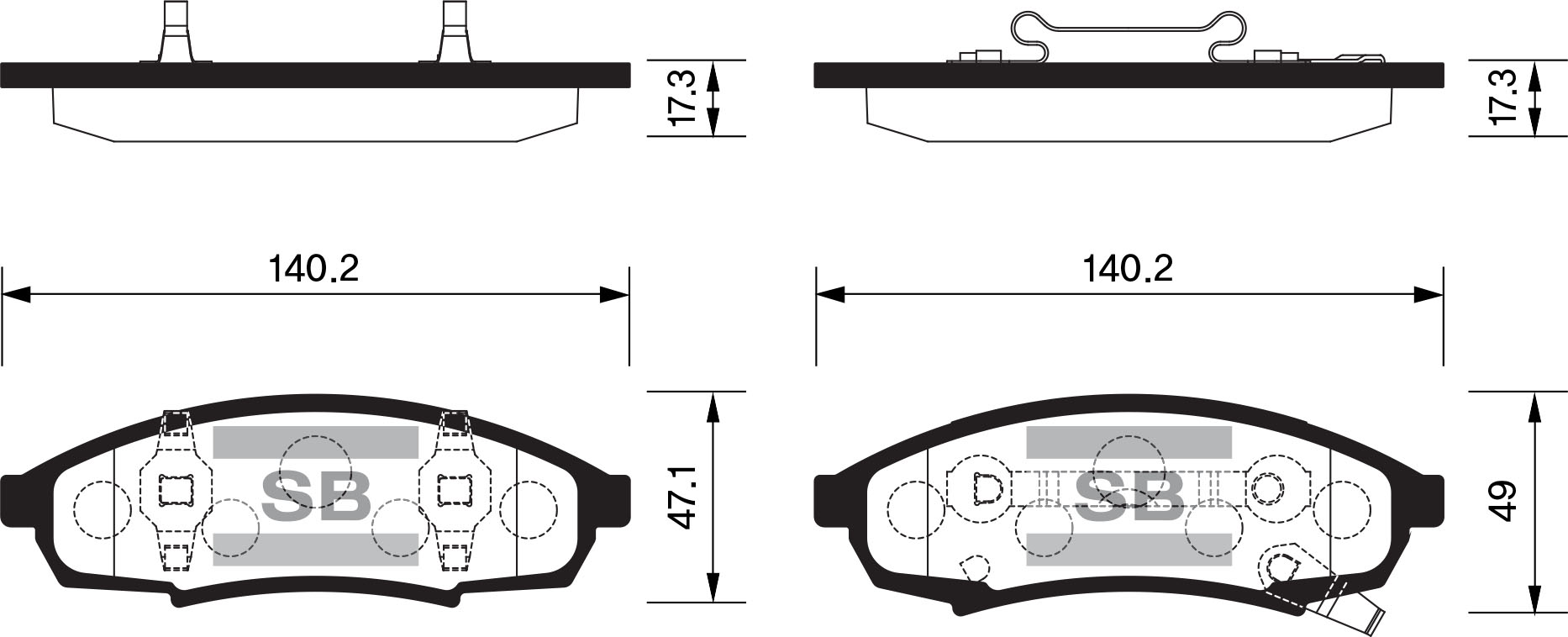 Колодки тормозные передние - Sangsin SP1284