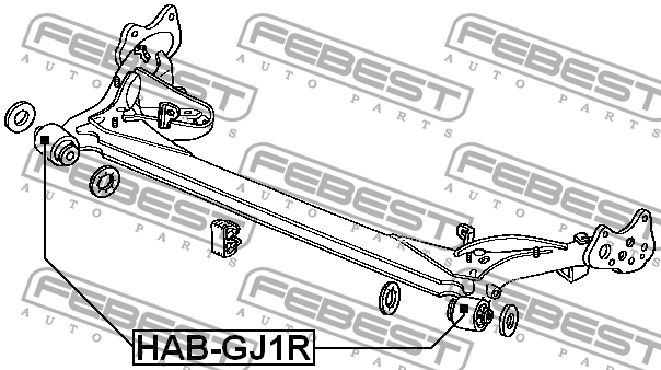 Сайлентблок задней балки зад прав лев Febest HAB-GJ1R 3346₽