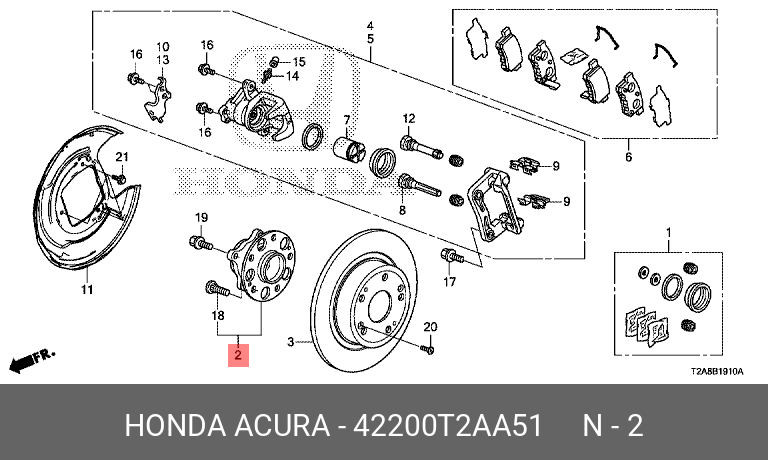 Комплект подшипника ступицы колеса | зад | - Honda 42200-T2A-A51