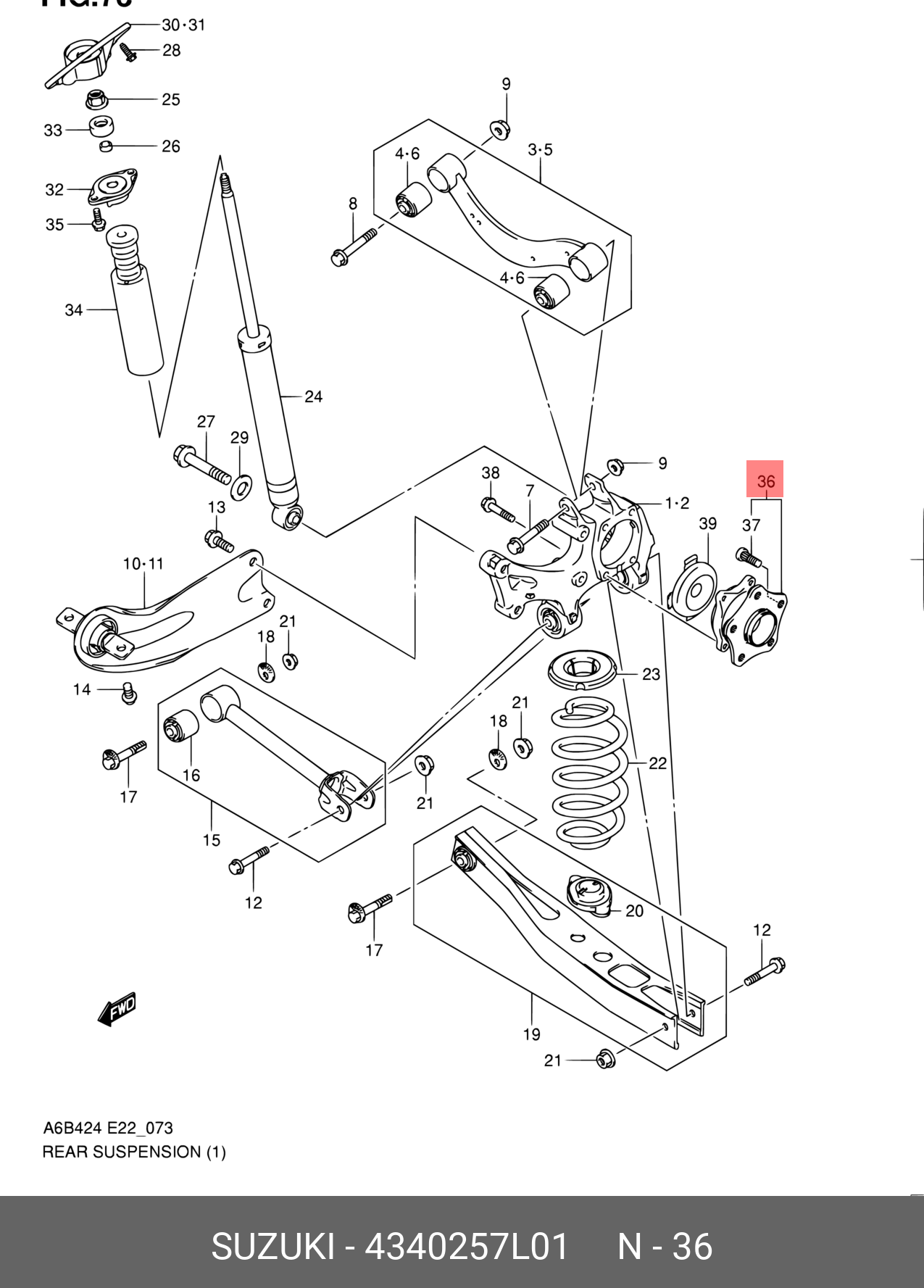 Комплект подшипника ступицы колеса - Suzuki 4340257L01