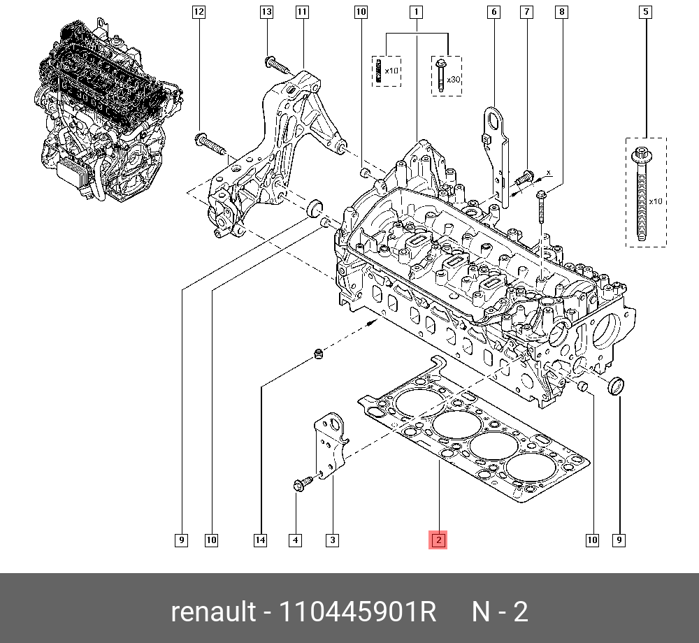 Прокладка, головка цилиндра - Renault 110445901R