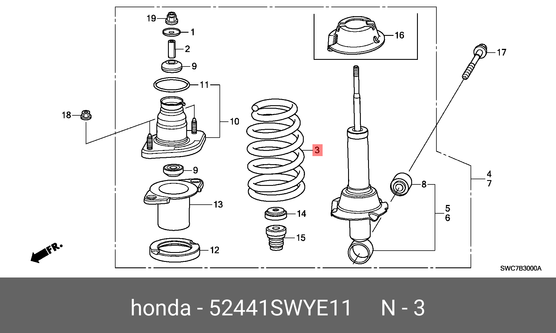 Пружина ходовой части | зад | - Honda 52441-SWY-E11