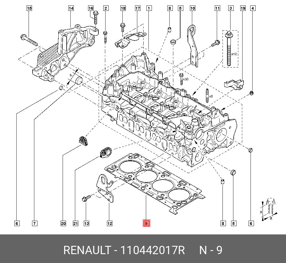 Прокладка, головка цилиндра - Renault 110442017R