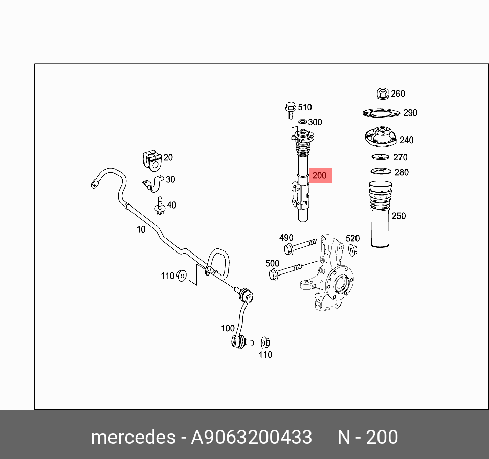 Амортизатор | перед | - Mercedes A9063200433