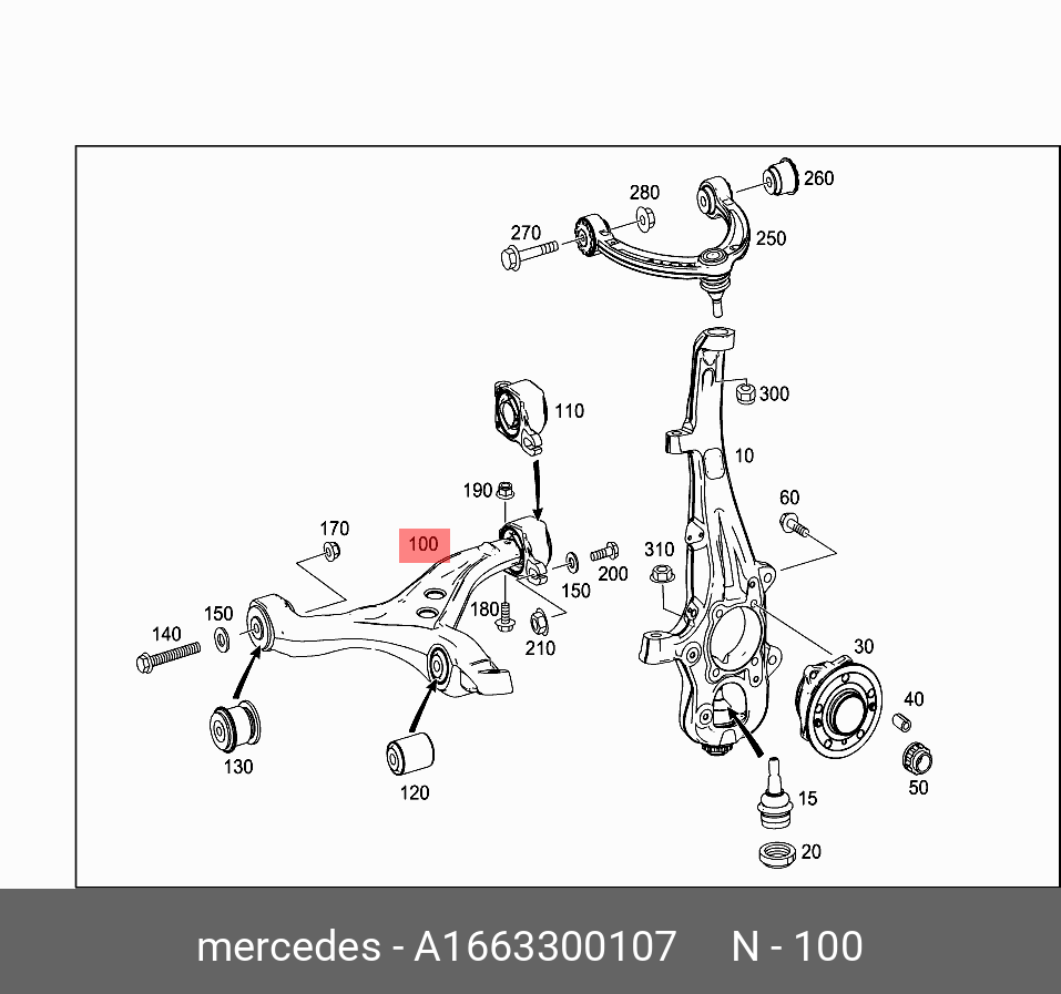 Рычаг подвески | перед лев | - Mercedes A1663300107