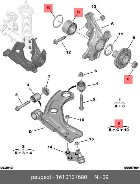 Комплект подшипника ступицы колеса | перед | - Citroen/Peugeot 1610137680