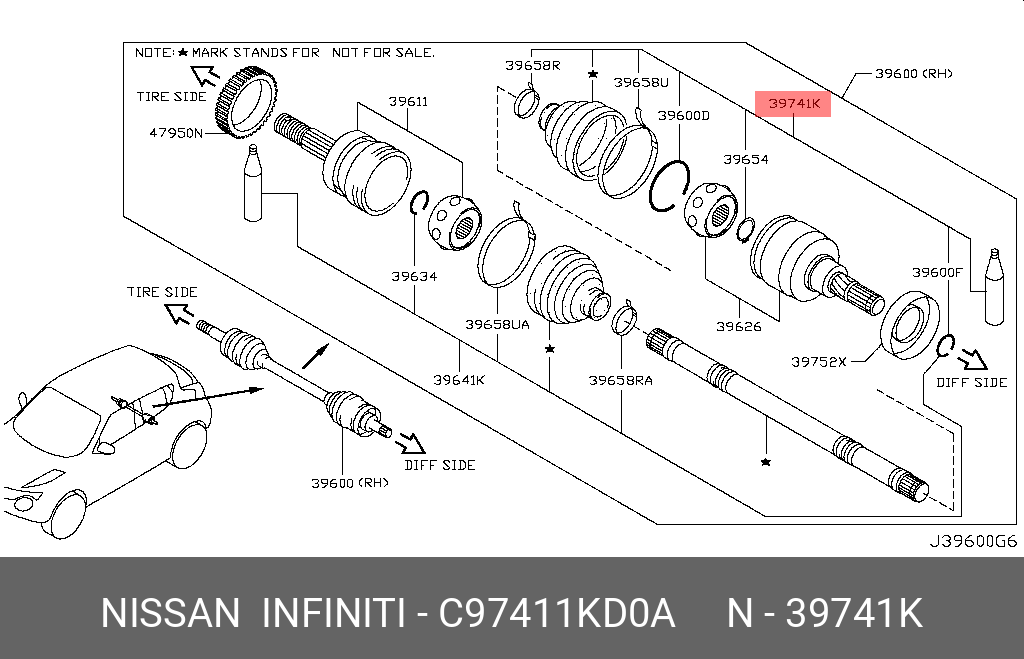 Комплект пылника, приводной вал - Nissan C9741-1KD0A