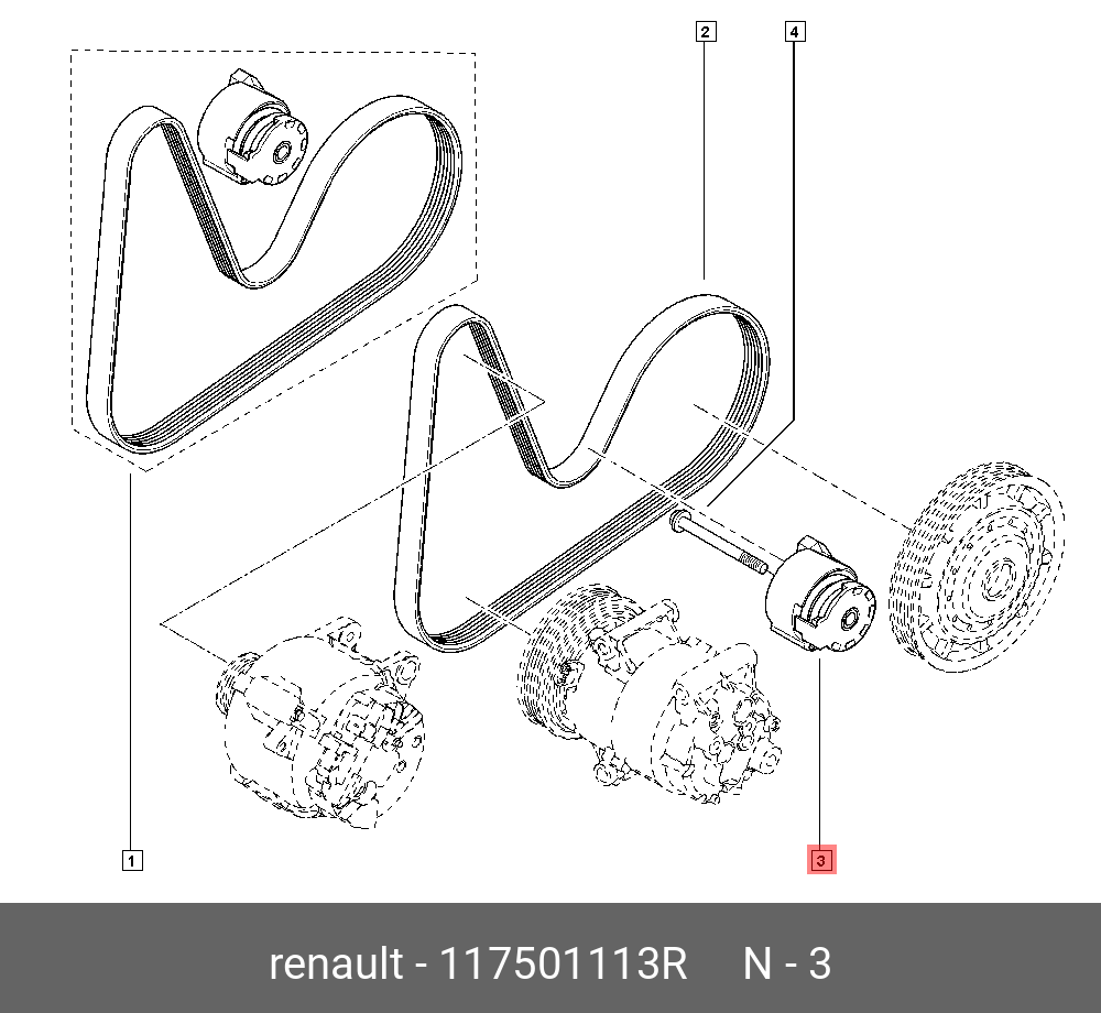 Натяжной ролик, поликлиновой  ремень - Renault 117501113R