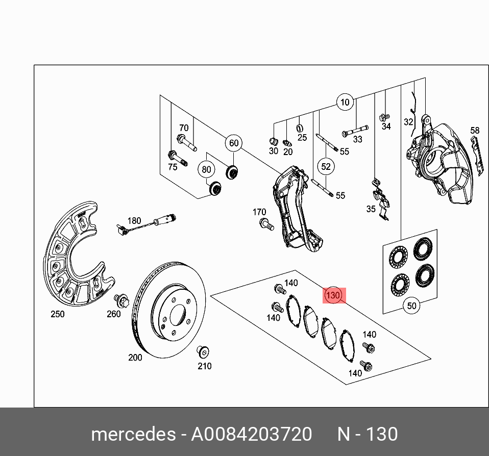 Комплект тормозных колодок, дисковый тормоз | перед | - Mercedes A0084203720