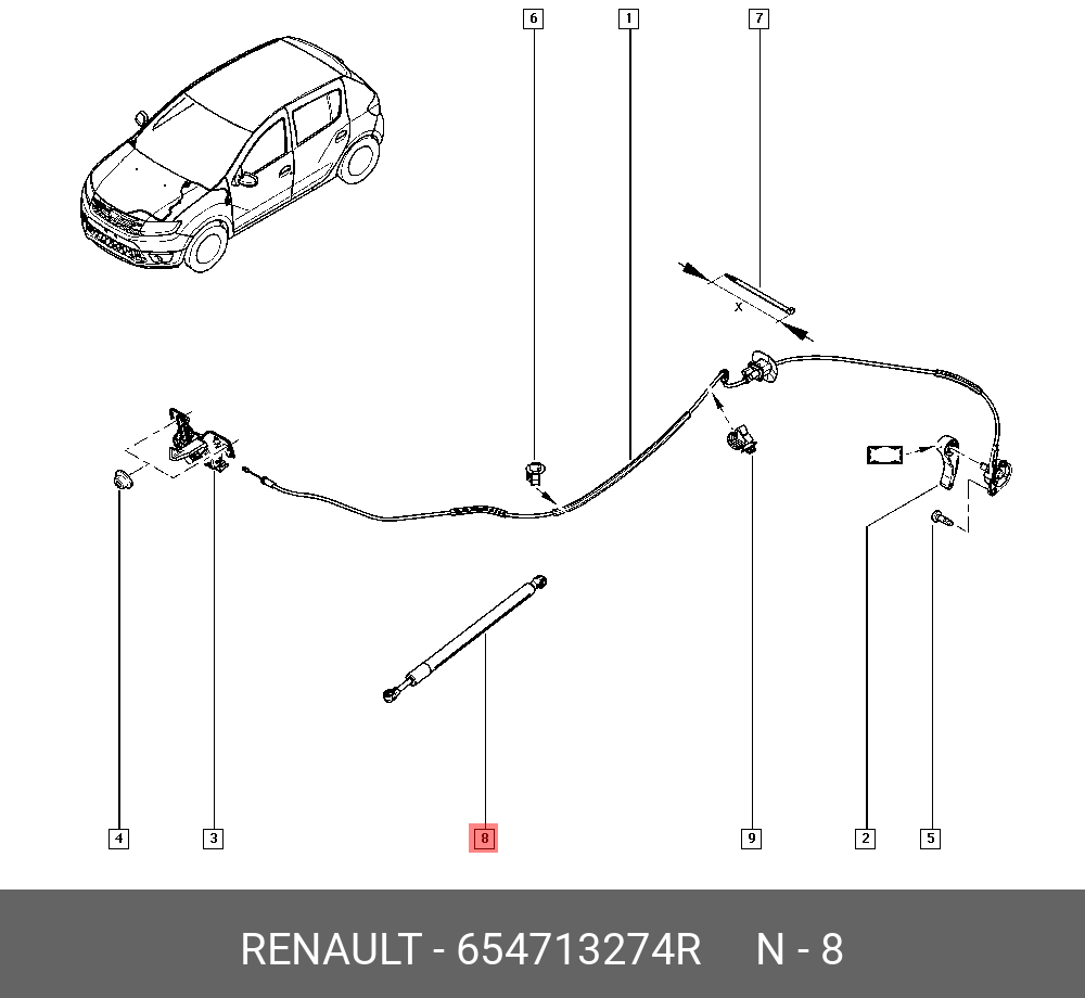 Амортизатор капота  - Renault 654713274R
