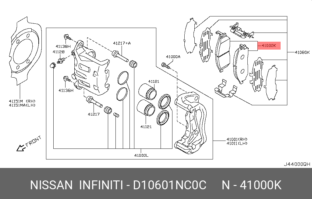 Комплект тормозных колодок, дисковый тормоз | перед | - Nissan D1060-1NC0C